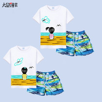 Summer boy seaside Holiday children pro-child boys girls summer brother-in-law Siblings Suit Sanya Beach Clothes