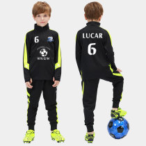 Childrens football suit sports suit mens autumn and winter plus velvet long-sleeved jersey team uniform custom boys and girls training clothes
