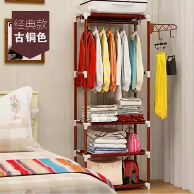 Wrought iron easy-to-fall shoe rack combination bedroom wardrobe coat rack hanger shoe cabinet integrated multifunctional simple