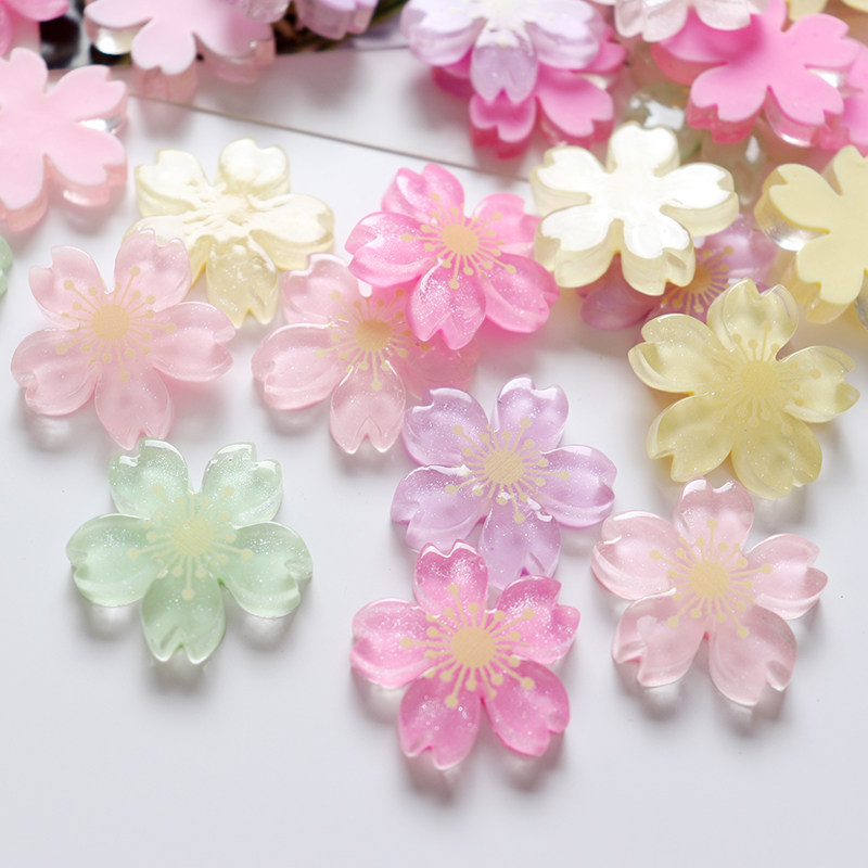 Leaf Sister Diy Emulation Cream Mobile Phone Protection Shell Resin Accessories Small Fresh Sparkling Cherry Blossom Hair Clip Ornament Material