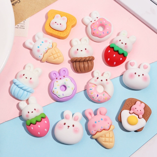 Мультяшный кролик, пончик, кремовый чехол для телефона, заколка для волос ручной работы, «сделай сам»