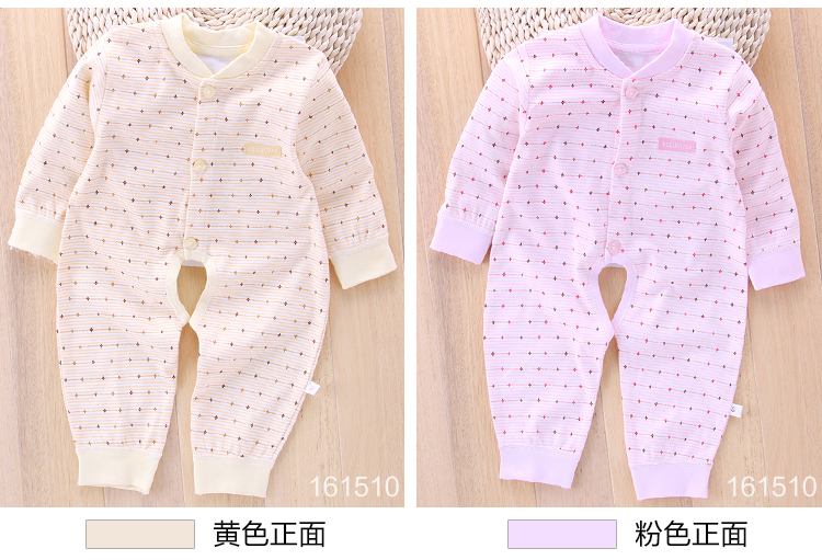 Bé onesies mùa xuân và mùa thu cotton mở sáu sơ sinh quần áo nam năm trăng tròn bé nữ quần áo 0-3 tháng