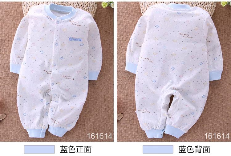Bé onesies mùa xuân và mùa thu cotton mở sáu sơ sinh quần áo nam năm trăng tròn bé nữ quần áo 0-3 tháng quan ao tre em