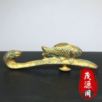 Old objects collected from the countryside bronze ware gilt copper dragon hooks hand-playing authentic old fish retro collection hand pieces