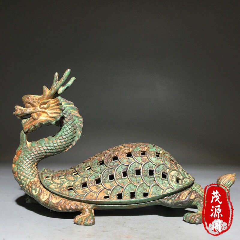 大明宣德年制纯铜鎏金瑞兽貔貅三足九龙鼎家用熏香炉摆件古董收藏-淘宝