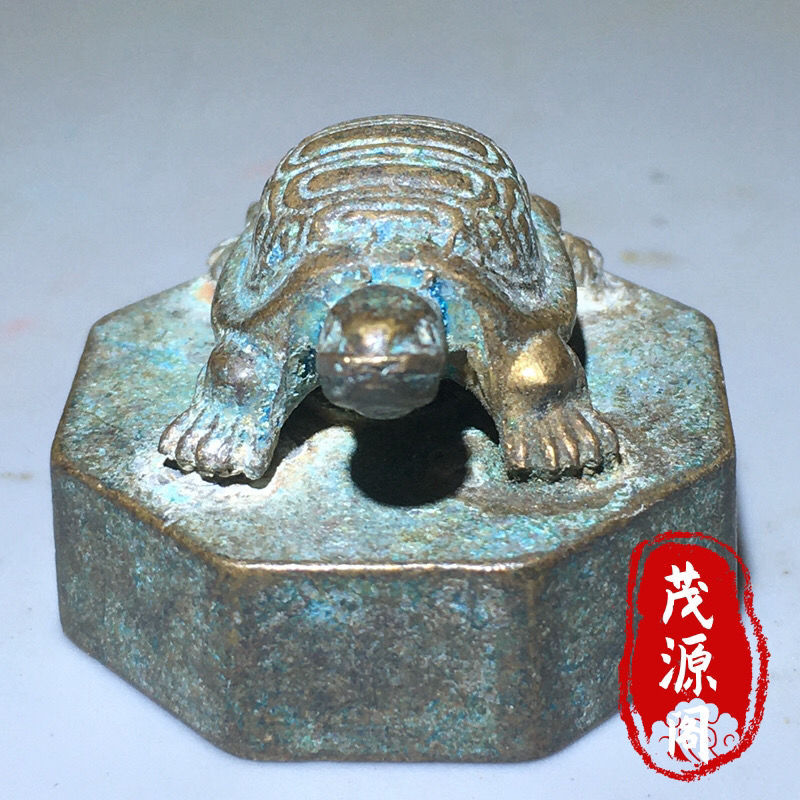 Antique Qianlong Turtle Seal, Eight-Sided Rhombus Turtle, Prime Minister Bronze Seal, Pure Copper Solid Small Turtle Seal