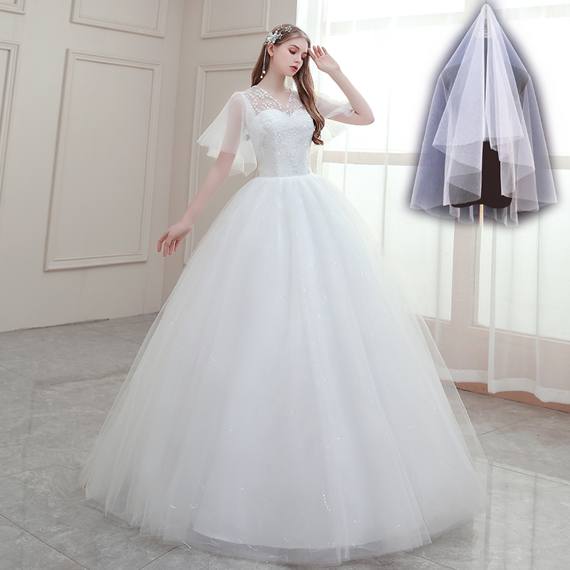 Váy cưới 2020 mới của Hàn Quốc phiên bản của đám cưới vú váy thân ren mỏng váy cưới cô dâu đơn giản đơn giản
