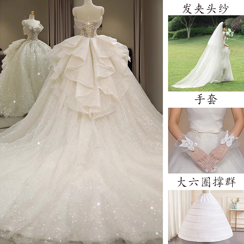  M+Tail tail wedding dress plus three sets (recommended by the shopkeeper)   + $37.71 