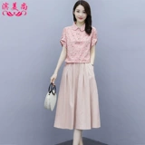 Комплект для матери для отдыха, юбка, летняя модная летняя одежда, из хлопка и льна, в западном стиле