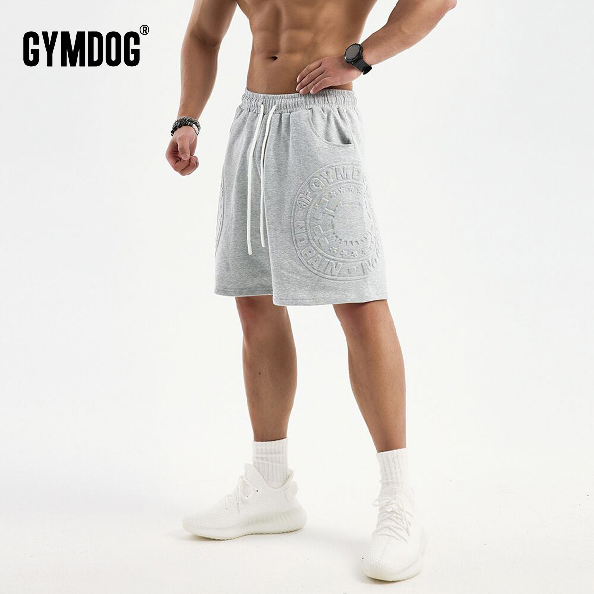 GYMDOG dog head rugged print sports pants male fitness shorts summer running muscle training pure cotton 50% pants