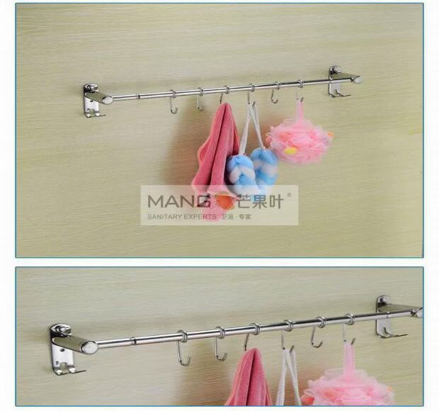 Thanh treo bếp bằng thép không gỉ treo tường miễn phí đấm khăn tắm treo rag rack đồ dùng nhà bếp lưu trữ móc bếp móc - Phòng bếp chảo chống dính cao cấp