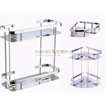 Wall-mounted rack stainless steel bathroom corner frame kitchen bathroom corner basket double tripod 304 Net basket Second floor