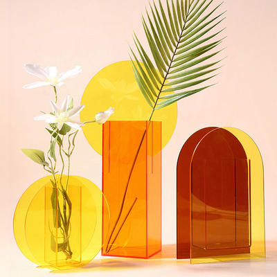 Acrylic vase, living room flower arrangement, transparent organic glass TV cabinet, dining table decoration, sunrise flower vase, bedside study