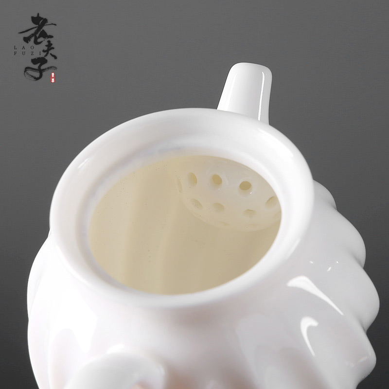 The professor dehua white porcelain teapot Japanese home side of kung fu tea set ceramic contracted The small single pot of tea