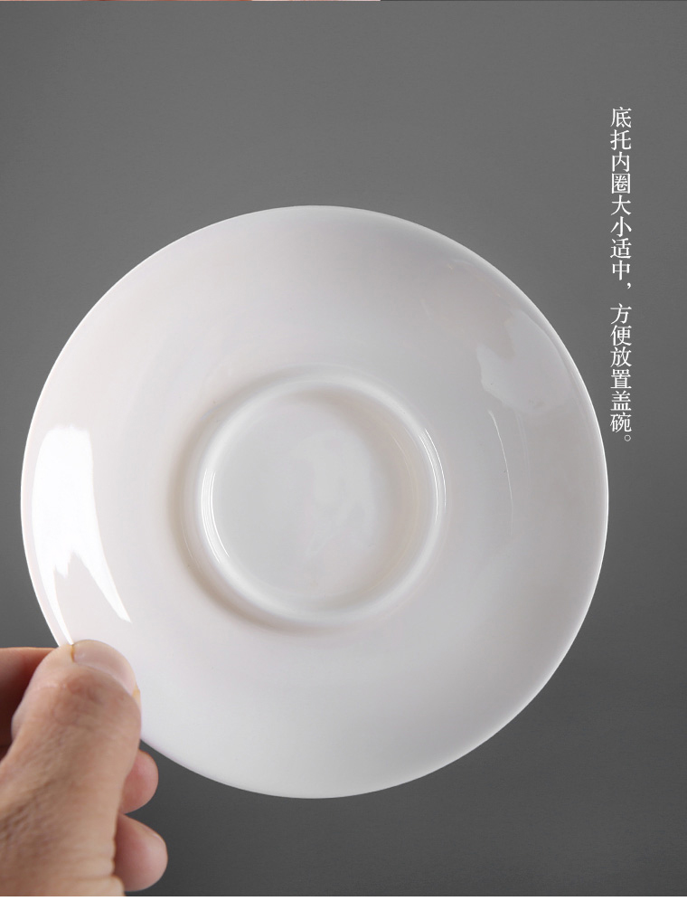 Covered bowl bowl tea cups heat - resistant dehua white porcelain ceramic tea bowl size three use hand grasp pot of household