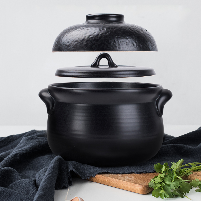 The professor creative Japanese casserole pot stew household gas flame ceramics with double cover dry pot of porridge to hold to high temperature