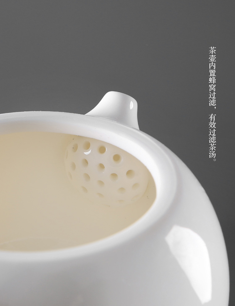 Dehua white porcelain teapot household contracted size ceramic kung fu tea tea set beauty of filter single pot of tea