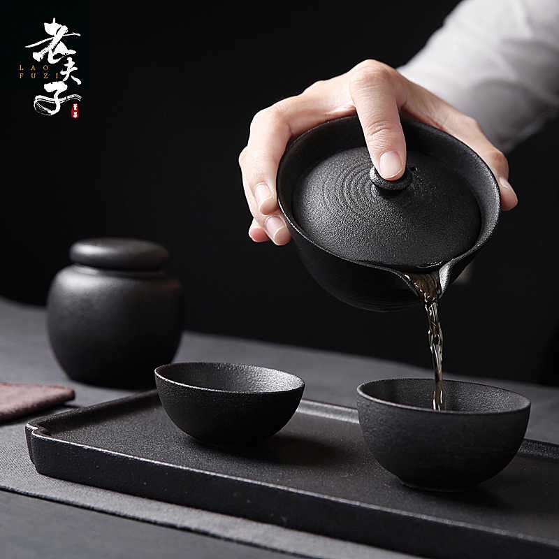 Travel kung fu tea cup to crack a pot of two cups of portable BaoHu customize ceramic tureen tea set gift