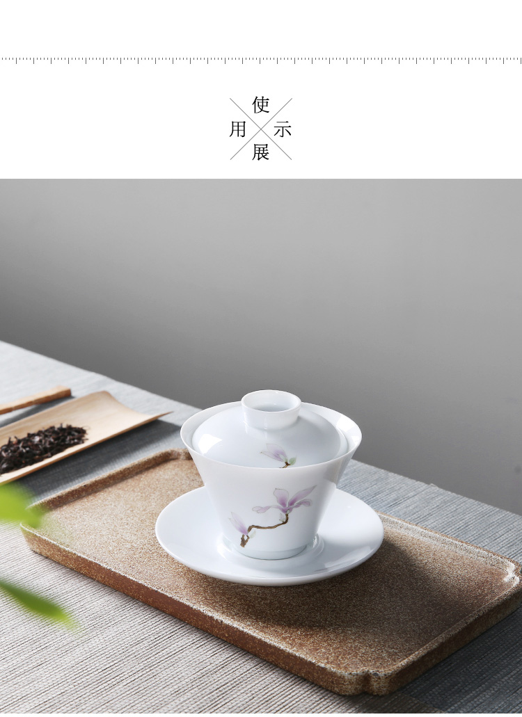 Tureen ceramic thin foetus hand - made three cups to large kung fu tea bowl to manually make tea cups, hand grasp pot