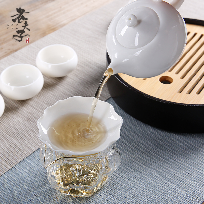 Creative ceramic large) paint edge tea tea strainer mesh filter kung fu tea tea accessories