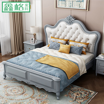 Solid wood bed double modern simple oak bed 1 5m white 1 8 m European American wedding bed bedroom princess bed