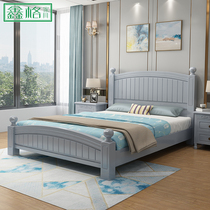 Korean all-solid wood bed 1 8 m double bed 1 5m air pressure high box storage bed modern simple garden princess bed