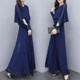 2021 summer and autumn new foreign style large size chiffon two-piece trousers fashion age-reducing slimming wide-leg pants suit women