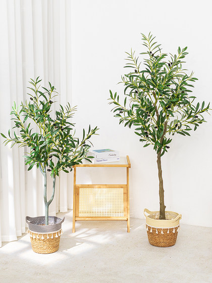 Nordic Artificial Green Plant Olive Tree Indoor Living Room Floor-Standing Bonsai Clothing Store Window Decoration Landscaping Large Fake Green Plant