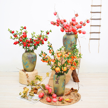 Emulated persimmon flower bouquet garnet fake pomegranate livingroom dry flower floral flower arrangement home decoration soft-mounted simulation flower fake flower pendulum