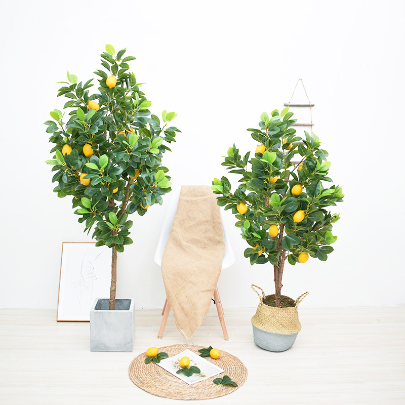 Nordic large simulation lemon tree indoor green plant bonsai fake flower home decoration decoration decoration landing fake tree