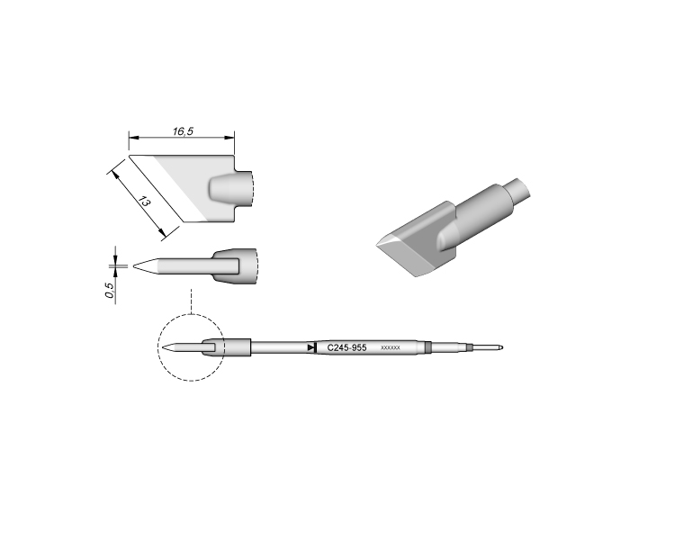 The Spanish JBC C245-955 knife-type branded iron head 130x05