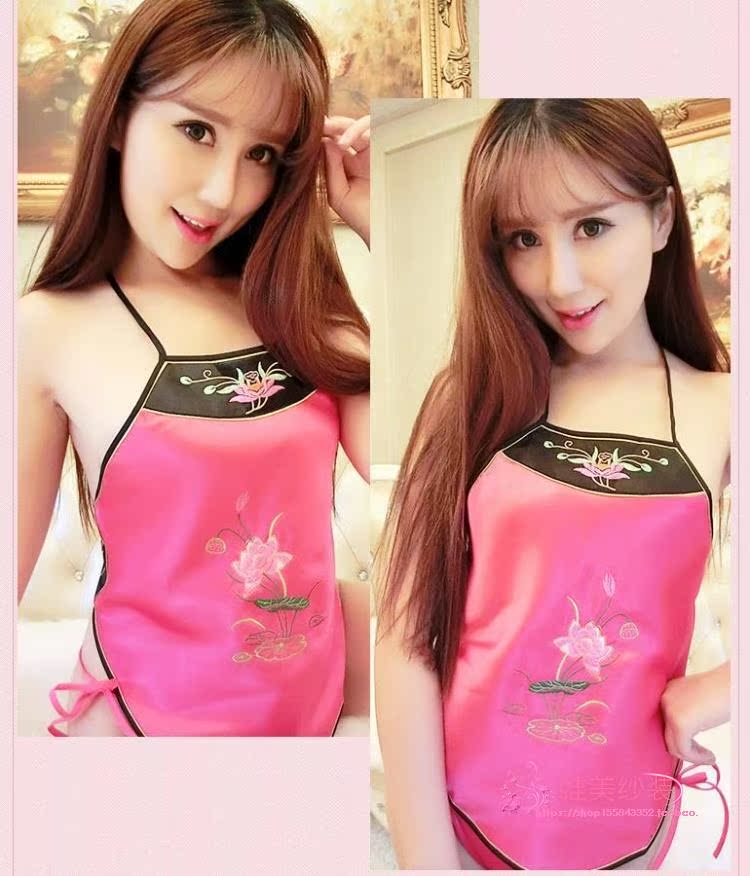 Đồ ngủ gợi cảm vô cùng quyến rũ nóng bỏng màu đỏ cổ điển thêu tạp dề người lớn khiêu dâm đồ lót phù hợp với phụ nữ do ngu
