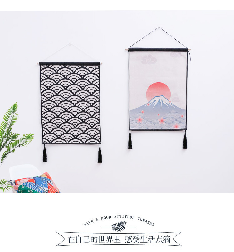 Ông Ma phong cách Nhật Bản đơn giản vẽ tranh trang trí tấm thảm sofa phòng khách tường không khung tranh tấm thảm hiên nhà bức tranh tường - Tapestry 	thảm treo tường hình biển