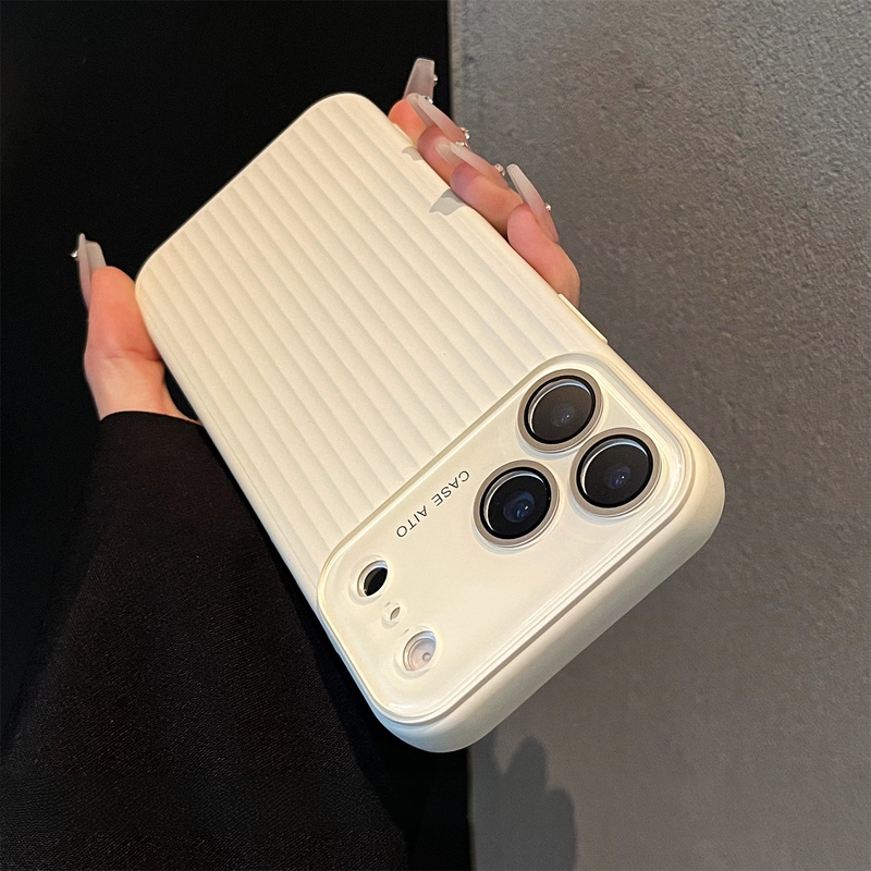 Suitable for Apple 17 Pro Max Phone Case, New 2026 Antique White Corrugated Pattern iPhone 16 Pro Max Simple Solid Color 15 Full Lens Protection 14 Niche High-End Feel 13 Couple Air Case