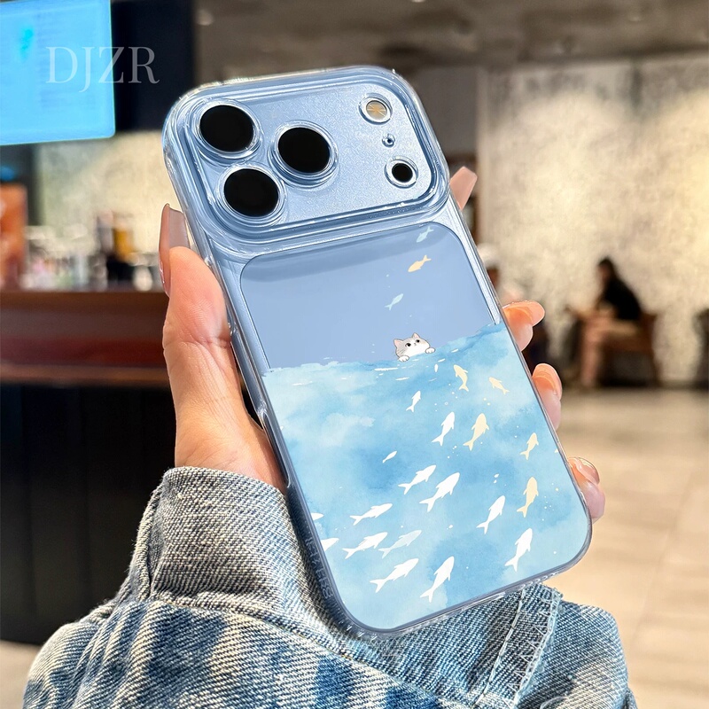 Suitable for Apple 18Promax Phone Case, New 2026 Transparent Blue Cat and Fish Design, Iphone17Promax Full Coverage, 16Pro High-End Feel, 15Plus Niche ins Style Air Protective Case Suitable for Apple 18Promax Phone Case, New 2026 Transparent Blue Cat and Fish Design, Iphone17Promax Full Coverage, 16Pro High-End Feel, 15Plus Niche ins Style Air Protective Case