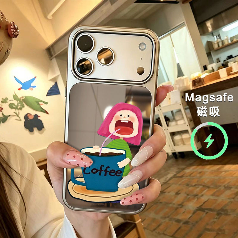 Suitable for Apple 17 Pro Max Phone Case, New 2026 Cartoon Coffee Girl Design, iPhone 16 Pro Max Full-Cover Mirror Case, 15 Pro Magnetic Case, 14 Niche High-End Style, 13 Super Stylish Air Case Suitable for Apple 17 Pro Max Phone Case, New 2026 Cartoon Coffee Girl Design, iPhone 16 Pro Max Full-Cover Mirror Case, 15 Pro Magnetic Case, 14 Niche High-End Style, 13 Super Stylish Air Case