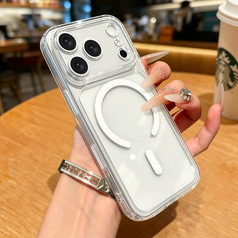 Suitable for Apple 18 Pro Max Phone Case, New 2026 Transparent Magnetic Charging iPhone 17 Pro Max Full Coverage Lens 16 Pro Ultra-Thin Heat Dissipation 15/14 High-End Feel 13 Protective Case for Men and Women