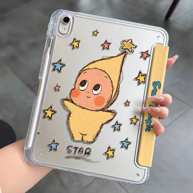 Suitable for Apple Tablet iPad Air8 Protective Case New 2026 Cute Star Doll Ipadmini with Pen Slot iPad Foldable Stand Air Transparent Integrated Simple Matte Shell