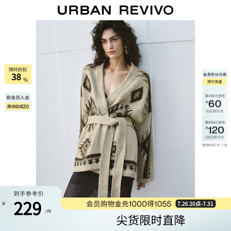 Ur New Women's Retro Fair Isle Belt Tassel Knit Cardigan Uwh950010 Ur New Women's Retro Fair Isle Belt Tassel Knit Cardigan Uwh950010