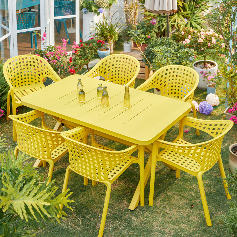 Internet-Famous Outdoor Patio Furniture, Colorful Dopamine Nordic Garden Patio Aluminum Alloy Commercial Leisure Plastic Chairs