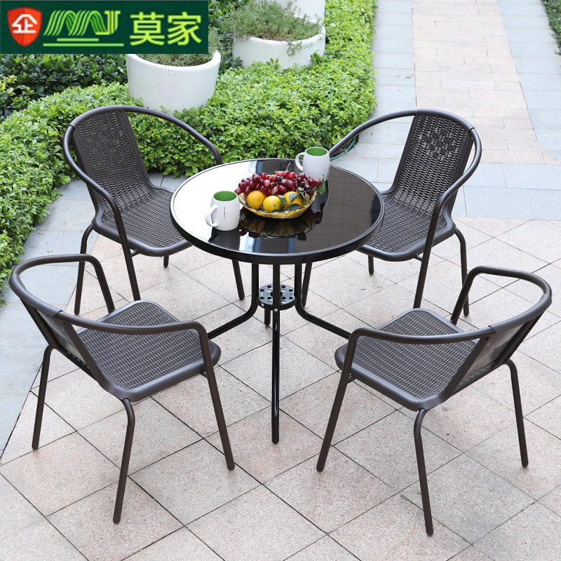 Outdoor table and chairs Three-five pieces of open iron art Coffee milk tea Casual Balcony Vines Chair Patio Outdoor Table And Chairs Combine