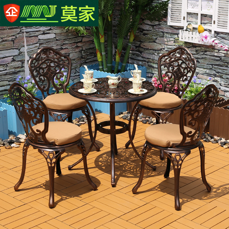 Mojia outdoor courtyard table and chair five-piece set outdoor cast aluminum coffee chair set tea dining chair combination Yang Tai furniture