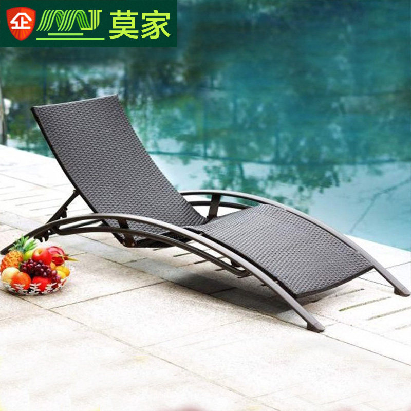Outdoor deck chair Leisure lying bed Rattan Chairs Beach Bed Pool Balcony Open Air Eurostyle Adjustable Deck Chair Innate
