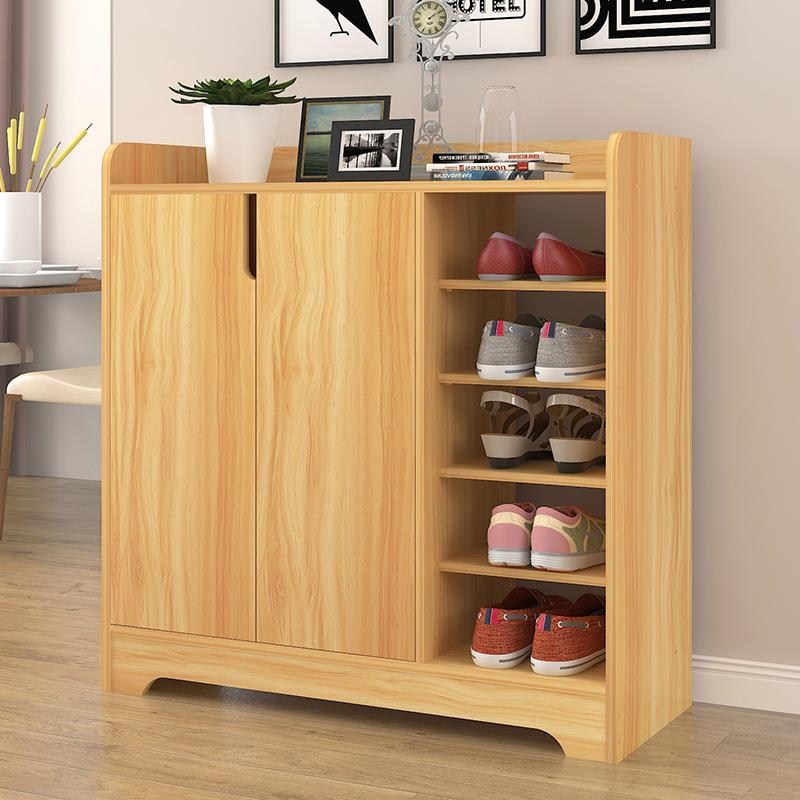 Oak walnut color length 75 80 * width 30 * 80cm small apartment simple living room entrance Storage 2 door shoe cabinet