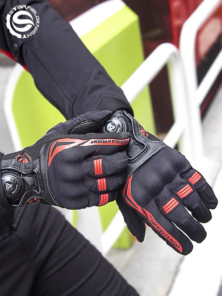 Star Knight Motorcycle Riding Gloves Men's Rotating Button Locomotive Racing Off-Road Anti-Fall Summer Breathable Gloves
