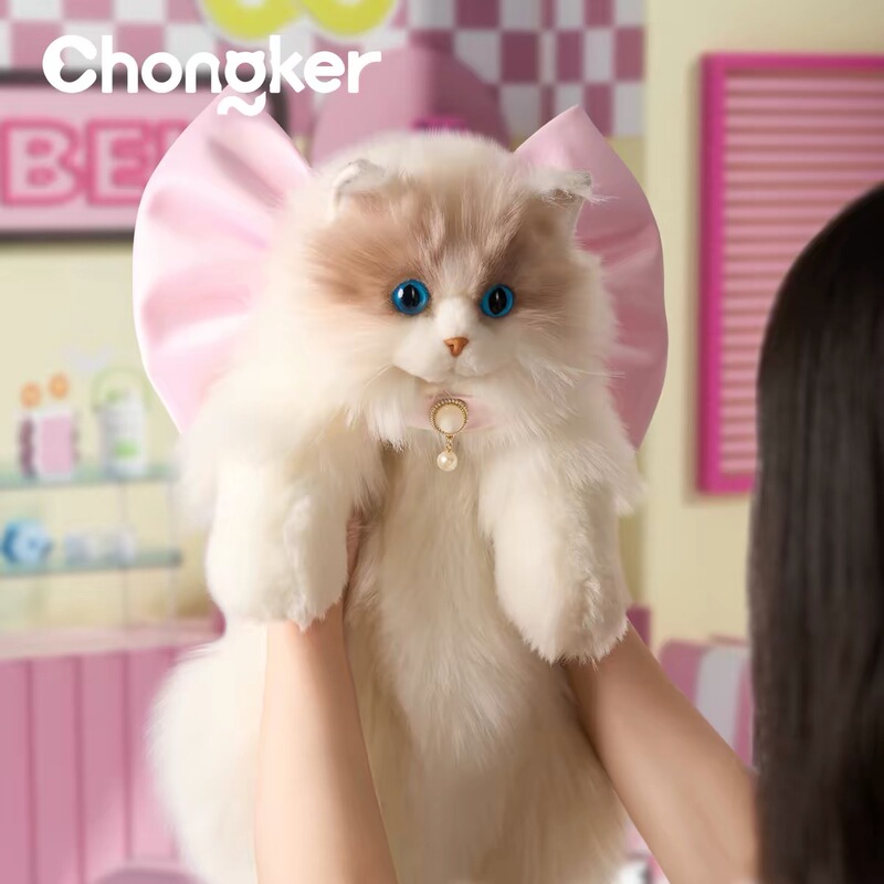 [Official Genuine] Chongker Pet Doll Ragdoll Cat Backpack Realistic Cat Plush Toy for Girls' Birthday