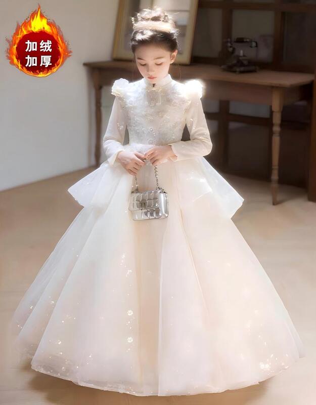 Girls' Velvet Dress, Flower Girl, Little Girl's Wedding Dress, Piano Performance Costume, Kidsren's Classy Host Princess Dress