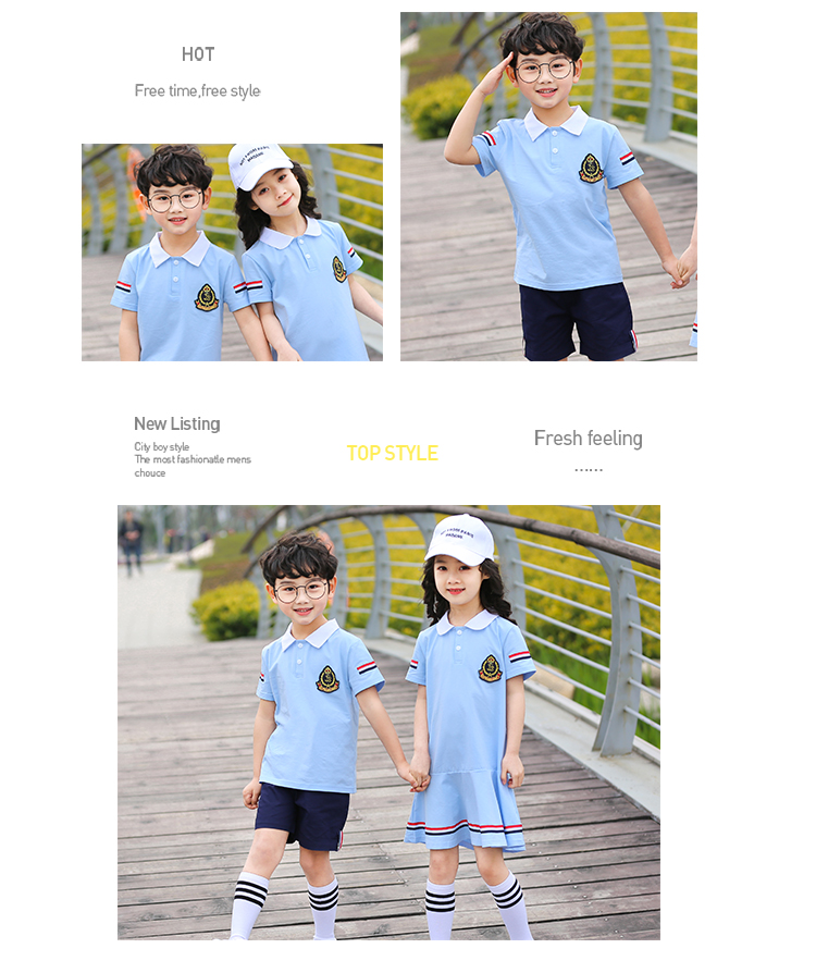 Quần áo mẫu giáo mới mùa hè 2019 đồng phục trường tiểu học trẻ em phục vụ lớp thể thao phù hợp với quần áo biểu diễn gió Anh - Đồng phục trường học / tùy chỉnh thực hiện váy trẻ em hàn quốc
