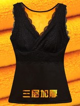 Winter large size warm vest women thickened velvet inside wear cotton waistcoat base 200 pounds cold underwear vest