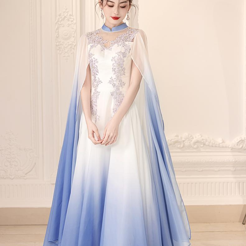 New Guzheng Performance Costume for Students, Art Exam, Folk Music Solo Performance Dress, Choir Costume, Chinese Style Stage Performance Long Dress